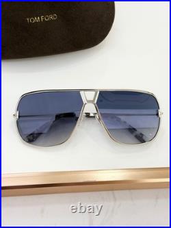TOM FORD TF1204 Sunglasses Silver Blue Gradient 63? 11-140 With Case