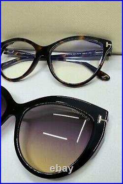 TOM FORD TF5772-B Clip On Havana Women's Eyeglasses Sunglasses Authentic 55mm