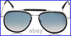 TOM FORD TRIPP FT0666 01B Sunglasses Black Frame Blue Grey Gradient Lenses 58mm