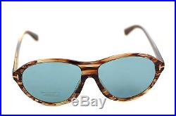 TOM FORD TYLER TF398 50J Men LARGE Sunglasses BROWN STRIPE BLUE BARBERINI LENSES