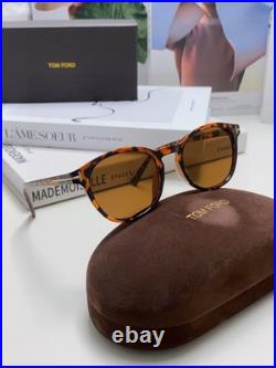 TOM FORD Tortoiseshell Frame with Brown Lenses, Oval Sunglasses