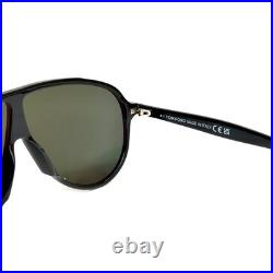 TOM FORD VLADIMIR TF1211 01N Black Green Unisex Aviator Sunglasses 1211 FT1211