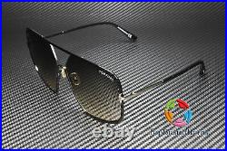TOM FORD Warren-02 FT0867 01B Sh Black Grad Smoke Metal 63 mm Women's Sunglasses