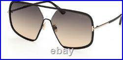 TOM FORD Warren-02 FT0867 01B Sh Black Grad Smoke Metal 63 mm Women's Sunglasses