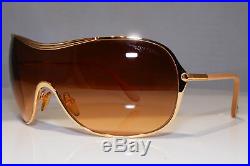 TOM FORD Womens Oversized Designer Sunglasses Gold Shield Amber TF 92 772 22834