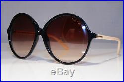 TOM FORD Womens Oversized Sunglasses Black Round WHITE Rhonda TF 187 05F 23332