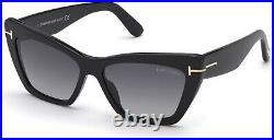 TOM FORD Wyatt FT0871 01B Shiny Black Grad Smoke Plastic 56 m Women's Sunglasses