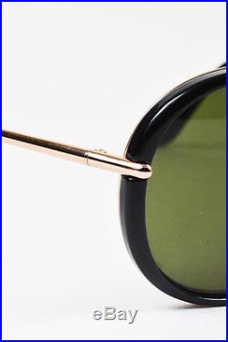 Tom Ford $485 Black Gold Tone Forest Green Lens Cyrille Aviator Sunglasses