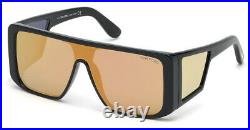 Tom Ford ATTICUS FT 0710 01G Shiny Black Frame Brown Mirror Lens Sunglasses New