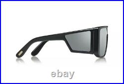 Tom Ford ATTICUS FT0710 TF 710 01C Black Grey Silver Mirror Oversized Sunglasses