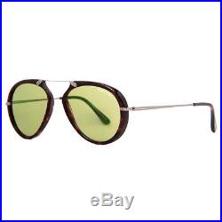 Tom Ford Aaron TF 473 52N Dark Havana Brown/Green Men's Aviator Sunglasses