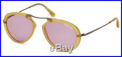 Tom Ford Aaron Vintage-Aviator Shiny YellowithViolet Made In Italy FT0473 39Y