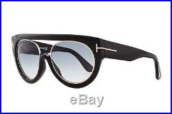 Tom Ford Alana Oval Sunglasses Shiny Black Smoke Blue Gradient Ft 0360 01b