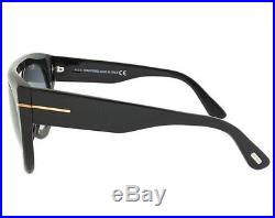 Tom Ford Alana Oval Sunglasses Shiny Black Smoke Blue Gradient Ft 0360 01b