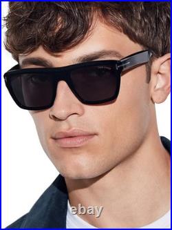 Tom Ford Alberto Rare Shiny Black/Smoke Polarized Square Men's Sunglasses