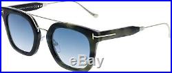 Tom Ford Alex-02 TF 541 56X Black Grey Marble Blue Lens Flash Mirror Sunglasses
