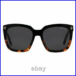 Tom Ford Amarra Square Sunglasses TF502 05A Black/ Havana 55mm 502