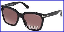 Tom Ford Amarra Women's Shiny Black Square Sunglasses FT0502-01T-55 Italy