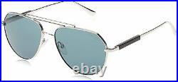 Tom Ford Andes FT0670 TF 670 16V Palladium Silver Blk Blue Lens Men Sunglasses