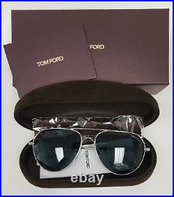 Tom Ford Andes TF670 16V 61mm Pilot Aviator Sunglasses Palladium / Blue Italy