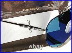 Tom Ford Andes TF670 16V 61mm Pilot Aviator Sunglasses Palladium / Blue Italy