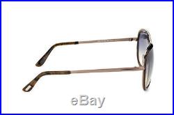 Tom Ford Andy Aviator Sunglasses Brown Stripe Gun Smoke Grey Gradient 0468 50b