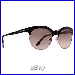 Tom Ford Angela TF438 01F Shiny Black Rose Gold Women's Round Sunglasses