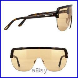 Tom Ford Angus-02 FT560 52E Men Light Brown Tortoise Oversize Shield Sunglasses