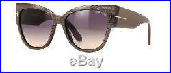 Tom Ford Anoushka TF371 38B Sunglasses Striped Bronze Frame Gray Peach 57mm