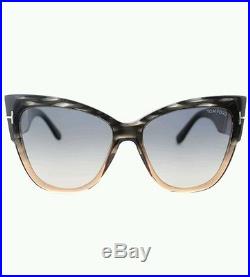 Tom Ford Anoushka TF371 TF/371 20G Black/Brown/Silver Cat Eye Sunglasses 57mm