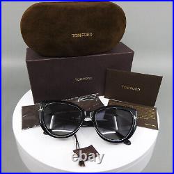 Tom Ford Anya TF762 Polarized Black Cat Eye Sunglasses 55/20/140 Case Cloth Card