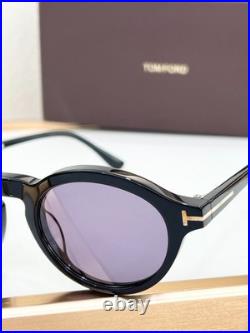 Tom Ford Aristotele FT1332 Black Round Sunglasses Purple Lenses 48-23-145
