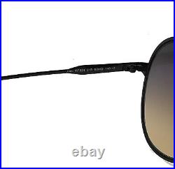Tom Ford Aviator Sunglasses Alec FT 0824 01B Matte Black with Gray/Gold HOT