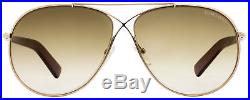 Tom Ford Aviator Sunglasses TF374 Eva 28F Rose Gold/Chalkstripe Brown FT0374