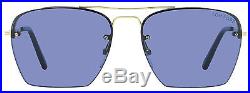 Tom Ford Aviator Sunglasses TF504 Walker 28V Rose Gold/Blue Horn FT0504