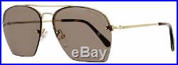 Tom Ford Aviator Sunglasses TF505 Whelan 28E Gold/Brown Horn FT0505