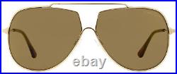 Tom Ford Aviator Sunglasses TF586 Chase-02 28E Gold/Amber 61mm FT0586