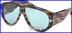 Tom Ford BRONSON FT 1044 Striped Brown/Blue 56V Sunglasses New 60mm MADE ITALY