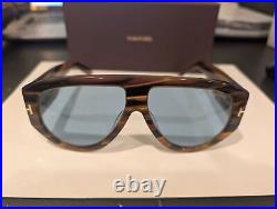 Tom Ford BRONSON FT 1044 Striped Brown/Blue 56V Sunglasses New 60mm MADE ITALY