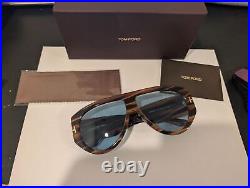 Tom Ford BRONSON FT 1044 Striped Brown/Blue 56V Sunglasses New 60mm MADE ITALY