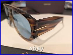 Tom Ford BRONSON FT 1044 Striped Brown/Blue 56V Sunglasses New 60mm MADE ITALY