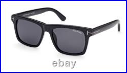 Tom Ford BUCKLEY 02 FT0906 N 01A Shiny Black/Smoke Square Men's Sunglasses