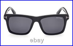 Tom Ford BUCKLEY 02 FT0906 N 01A Shiny Black/Smoke Square Men's Sunglasses