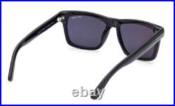 Tom Ford BUCKLEY 02 FT0906 N 01A Shiny Black/Smoke Square Men's Sunglasses