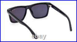 Tom Ford BUCKLEY 02 FT0906 N 01A Shiny Black/Smoke Square Men's Sunglasses