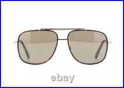 Tom Ford Benton FT0693 693 28G Havana Brown Gold Flash Mirror Aviator Sunglasses