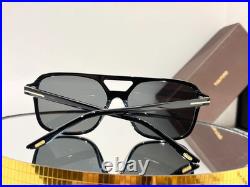 Tom Ford Black-Frame Silver-Lens Aviator Sunglasses 59 16-150