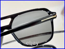 Tom Ford Black-Frame Silver-Lens Aviator Sunglasses 59 16-150