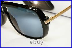 Tom Ford Black Gold Grey Square Pilot Mens Designer Sunglasses Caine TF 800 01A