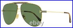 Tom Ford Brady Pilot Sunglasses TF1018 30N Yellow Gold 60mm FT1018